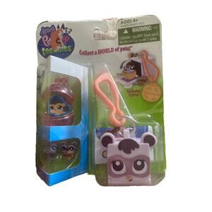 Littlest Pet Shop Backyard Teensies Keychain Bubble Set NEW Beaver Squirrel HTF